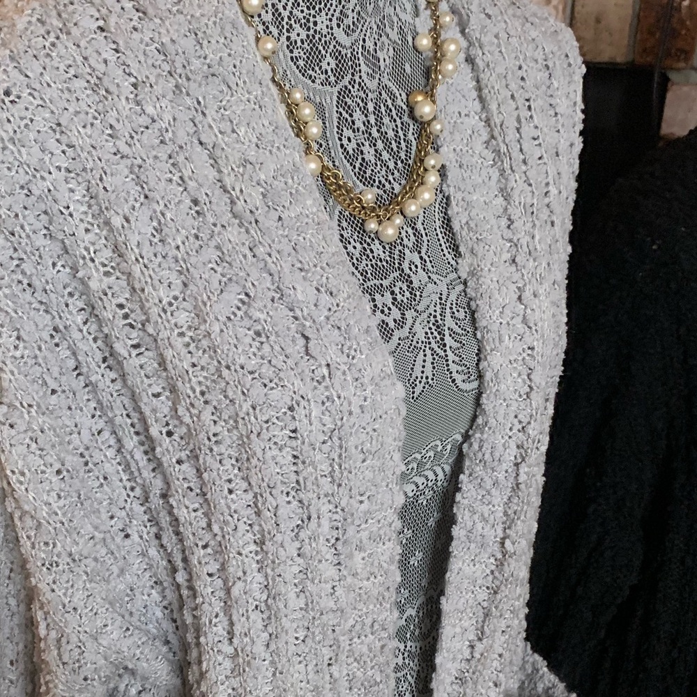 Heather Gray Popcorn Cardigan